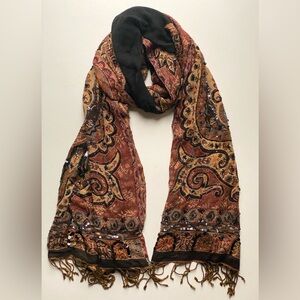 Gorgeous Gauze Scarf With Beads and Sequins  27” x 78”